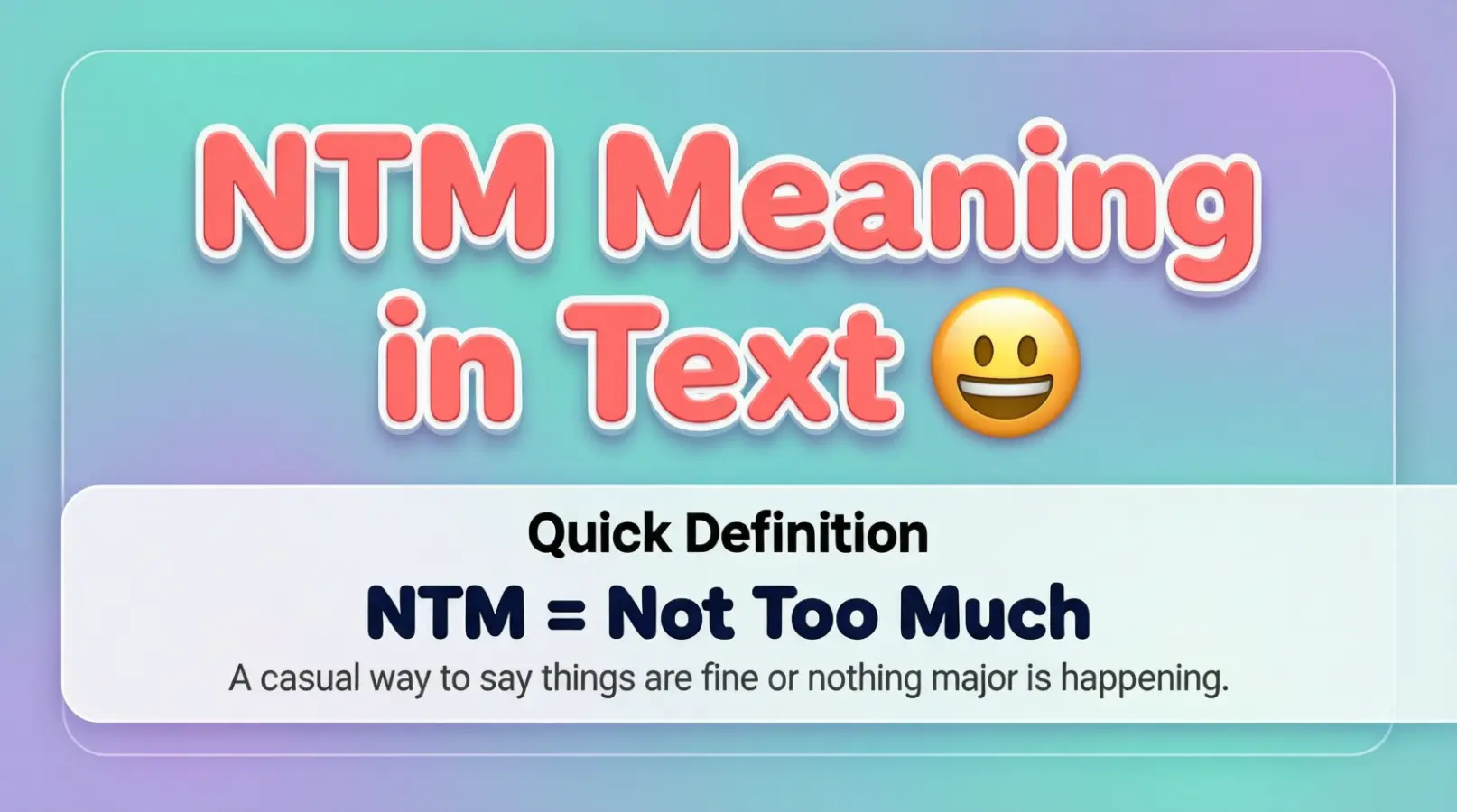 NTM meaning